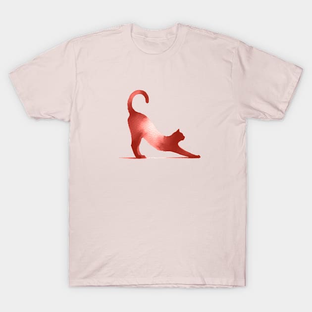 stretching cat T-Shirt by Moxis Watercolor